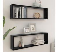 Vidaxl Wall Cube Shelf 2 Pcs Black 100X15X30 Cm Engineered Wood
