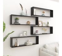vidaXL Wall Cube Shelf 4 pcs Black 100x15x30 cm Engineered Wood
