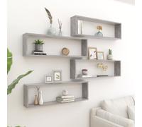 Vidaxl Wall Cube Shelf 4 Pcs Concrete Grey 100X15X30 Cm Engineered Wood