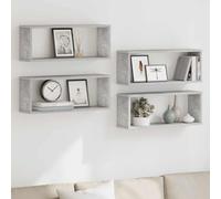 vidaXL Wall Cube Shelf 4 pcs Concrete Grey 60x15x23 cm Engineered Wood