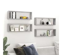 Vidaxl Wall Cube Shelf 4 Pcs Concrete Grey 80X15X26.5 Cm Engineered Wood