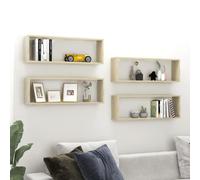 vidaXL Wall Cube Shelf 4 Pcs Sonoma Oak 80x15x26.5 cm Engineered Wood, Brown