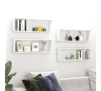 vidaXL Wall Cube Shelf 4 pcs White 80x15x26.5 cm Engineered Wood