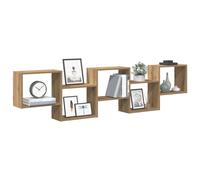 Wall cube shelf floating 184x18x44cm Artisan Oak Engineered Wood 5 Compartments