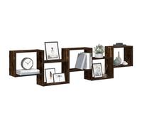 vidaXL Wall Cube Shelf 5 Compartments Smoked Oak Engineered Wood
