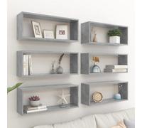 Vidaxl Wall Cube Shelf 6 Pcs Concrete Grey 60X15X23 Cm Engineered Wood