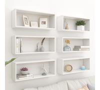 vidaXL Wall Cube Shelf 6 pcs White 60x15x23 cm Engineered Wood