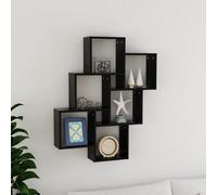 vidaXL Wall Cube Shelf Black 78x15x93 cm Engineered Wood