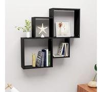 vidaXL Wall Cube Shelf Black 80x15x78.5 cm Engineered Wood UK GF0
