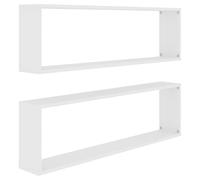vidaXL 2x Wall Cube Shelf White Engineered Wood Storage Wall Hanging Shelf