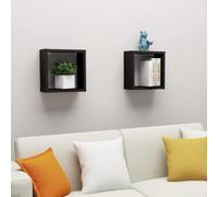 Vidaxl Wall Cube Shelves 2 Pcs Black 30X15X30 Cm, Black