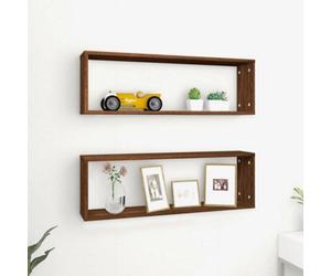 Vidaxl Wall Cube Shelves 2 Pcs Brown Oak 80X15X26.5 Cm Engineered Wood