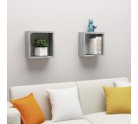 vidaXL 2x Wall Cube Shelves Concrete Grey Storage Wall Hanging Floating Shelf