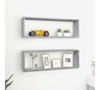 Vidaxl Wall Cube Shelves 2 Pcs Grey Sonoma 80X15X26.5 Cm Engineered Wood, Grey