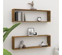 (smoked oak, 2 pcs) vidaXL 2/4/6x Wall Cube Shelves Engineered Wood CD Wall Cabinet Multi Colours