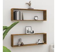 (smoked oak, 2 pcs) vidaXL 2/4/6x Wall Cube Shelves Engineered Wood CD Wall Cabinet Multi Colours