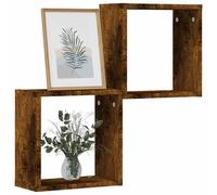 vidaXL Wall Cube Shelves 2 pcs Smoked Oak 30x15x30 cm