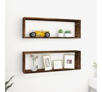 vidaXL Wall Cube Shelves 2 pcs Smoked Oak 80x15x26.5 cm Engineered Wood