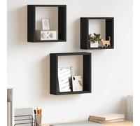 vidaXL 3x Wall Cube Shelves Black MDF Floating Display Storage Unit Bookcase