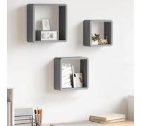 vidaXL Wall Cube Shelves 3 pcs Grey MDF