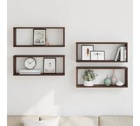 vidaXL Wall Cube Shelves 4 Pcs Brown Oak 60x15x23 cm Engineered Wood