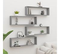 Vidaxl Wall Cube Shelves 4 Pcs Grey Sonoma 100X15X30 Cm Engineered Wood