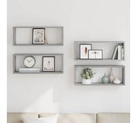 vidaXL Wall Cube Shelves 4 Pcs Grey Sonoma 60x15x23 cm Engineered Wood, Grey