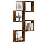vidaXL Wall Cube Shelves 4 pcs Smoked Oak 30x15x30 cm