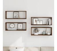 (smoked oak, 4) vidaXL Wall Cube Shelves Wall Rack Wall-mounted Storage Shelf Engineered Wood