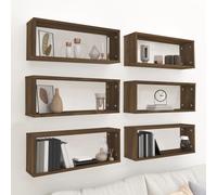 vidaXL Wall Cube Shelves 6 pcs Brown Oak 60x15x23 cm Engineered Wood