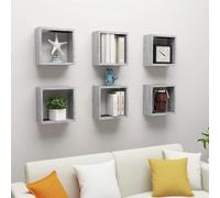 vidaXL Wall Cube Shelves 6 pcs Concrete Grey 30x15x30 cm