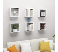 vidaXL Wall Cube Shelves 6 pcs White 30x15x30 cm