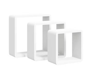 vidaXL Wall Cube Shelves - Modern 3-Piece MDF Cube Organisers with Invisible Mounting System in Classic White for Living Room, Bedroom or Office - Sizes: 28cm, 24cm, and 20cm.