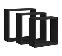 vidaXL Wall Cube Shelves - Set of 3 Modern MDF Floating Shelves in Black for Display Storage in Home & Office