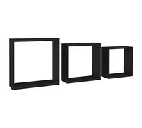 vidaXL Wall Cube Shelves - Set of 3 Modern MDF Floating Shelves in Black for Display Storage in Home & Office
