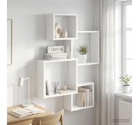 VidaXL Wall Cube Shelves Wall-Mounted White 64 X 13.5 X 91.5 Cm