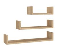 vidaXL 3x Wall Display Shelf Sonoma Oak Engineered Wood Floating Wall Shelf