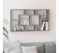 Vidaxl Wall Display Shelf 8 Compartments Grey Sonoma, Grey