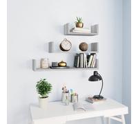 vidaXL Wall Display Shelves 3 pcs Grey Sonoma Engineered Wood