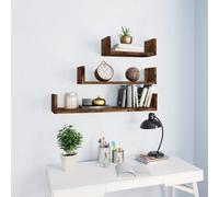 Vidaxl Wall Display Shelves 3 Pcs Smoked Oak Engineered Wood