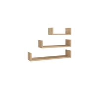 vidaXL Wall Display Shelves Set of 3 in Sonoma Oak - Engineered Wood - U-Shaped Design for Home or Office.decoration