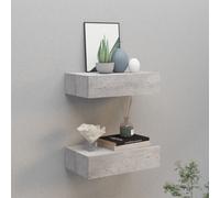 vidaXL 2x Wall Drawer Shelves Concrete Grey MDF Wall CabinetFloating Shelf