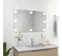 vidaXL Wall Frameless Mirror with LED Lights Rectangular Glass Makeup Mirror