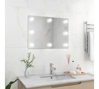vidaXL Wall Frameless Mirror with LED Lights Rectangular Glass Makeup Mirror