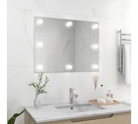 vidaXL Wall Frameless Mirror with LED Lights Rectangular Glass Makeup Mirror