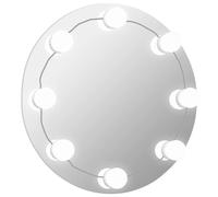 vidaXL Wall Frameless Mirror with LED Lights Round Glass NEW