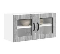 vidaXL Wall Glass Cabinet LUCCA Grey Sonoma 80 x 31 x 40 cm