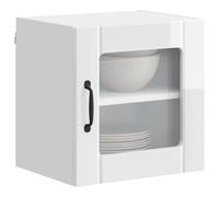 vidaXL Wall Glass Cabinet LUCCA High Gloss White 40 x 31 x 40 cm, Modern Kitchen Solutions, Rectangular Wooden Panel, Durable Dishwasher Cover, Appliance Concealer, Space Saver Design