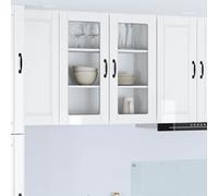 vidaXL Wall Glass Cabinet PORTO High Gloss White 80 x 31 x 80 cm