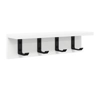 vidaXL Wall Hook with Shelf in White, 40 x 10.5 x 10.5 cm - Modern Wooden Entryway Organiser with Hooks. Perfect for Hallway Storage and Urban Life.